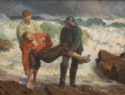 Laurits Tuxen The Drowned is braught on shore France oil painting artist